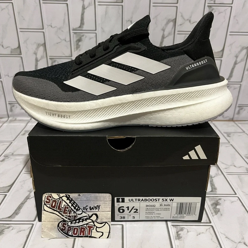 New Adidas Ultraboost 5X Ultra Boost Running Shoes Black Grey White Training